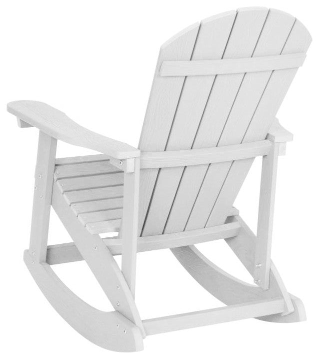 Savannah All-Weather Poly Resin Wood Adirondack Rocking Chair, White