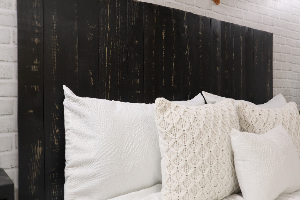Handcrafted Headboard, Leaner Style, Black, Twin