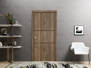 Bi-fold Doors 64 x 80 | Planum 0014 Walnut with  | Sturdy Tracks