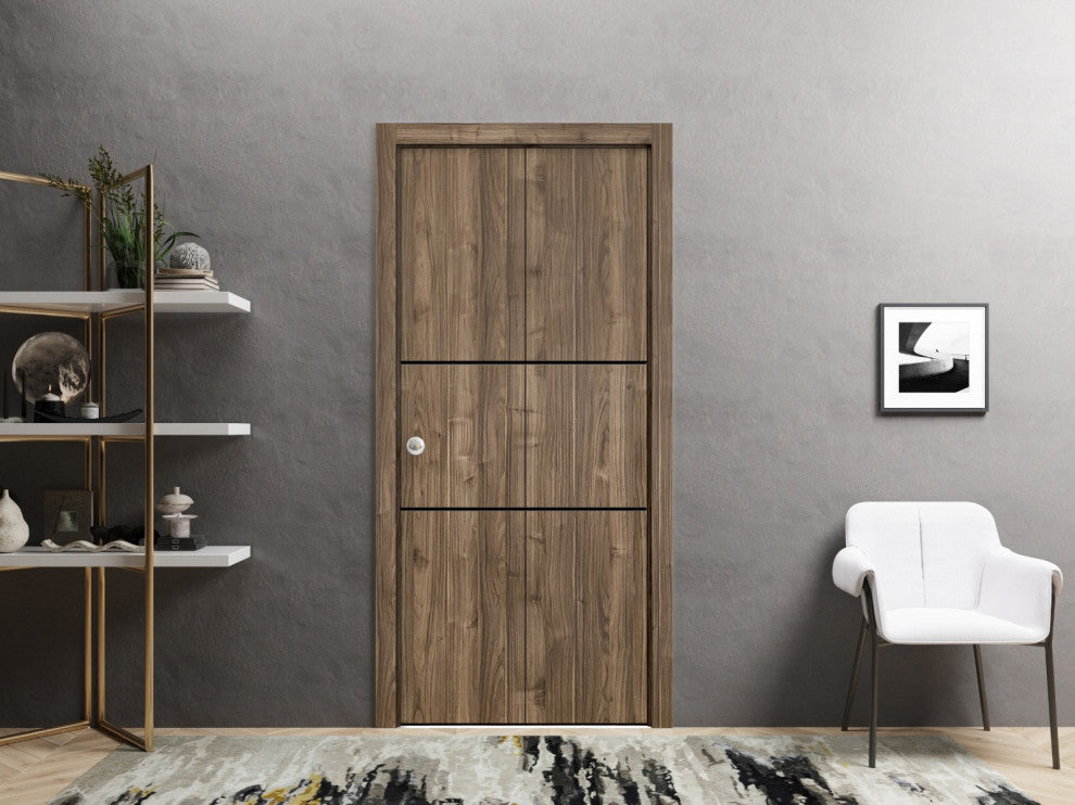 Bi-fold Doors 64 x 80 | Planum 0014 Walnut with  | Sturdy Tracks