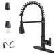 Single Handle Kitchen Faucet Pull-Down Sprayer, 360 Swivel, Three Functions, Matte Black