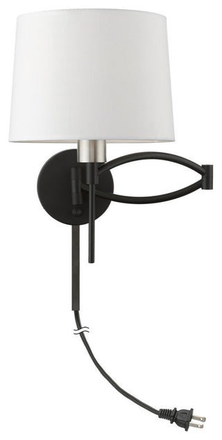 1 Light Black With Brushed Nickel Accent Swing Arm Wall Lamp
