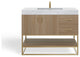 Bahia Bath Vanity, Oak, 42", Brushed Gold Hardware, Single, Freestanding