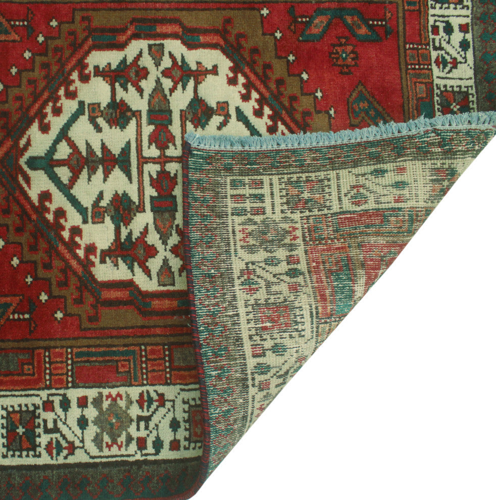 Fine Vintage Distressed Nawfal Rust/Ivory Runner, 3'3x10'8