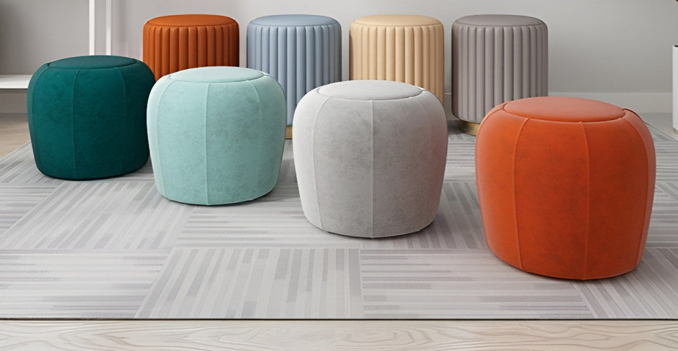 Nordic Makeup Stool Made of Leather, Light Green