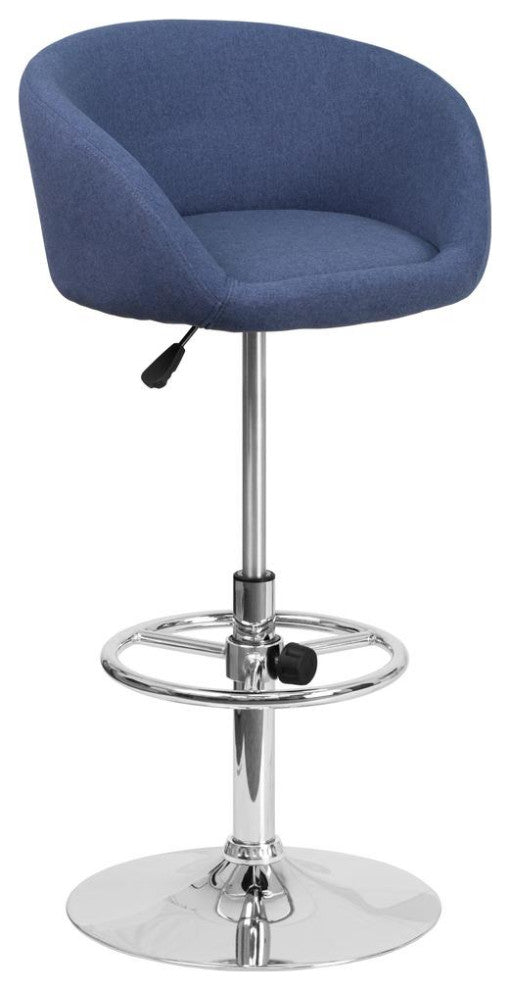 Legacy Contemporary Swivel Barstool in Brushed Stainless Steel and Grey Faux...