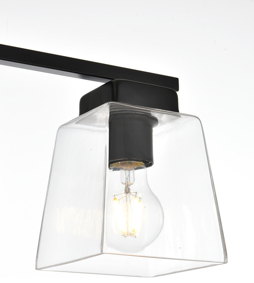 3 Light Black And Clear Bath Sconce