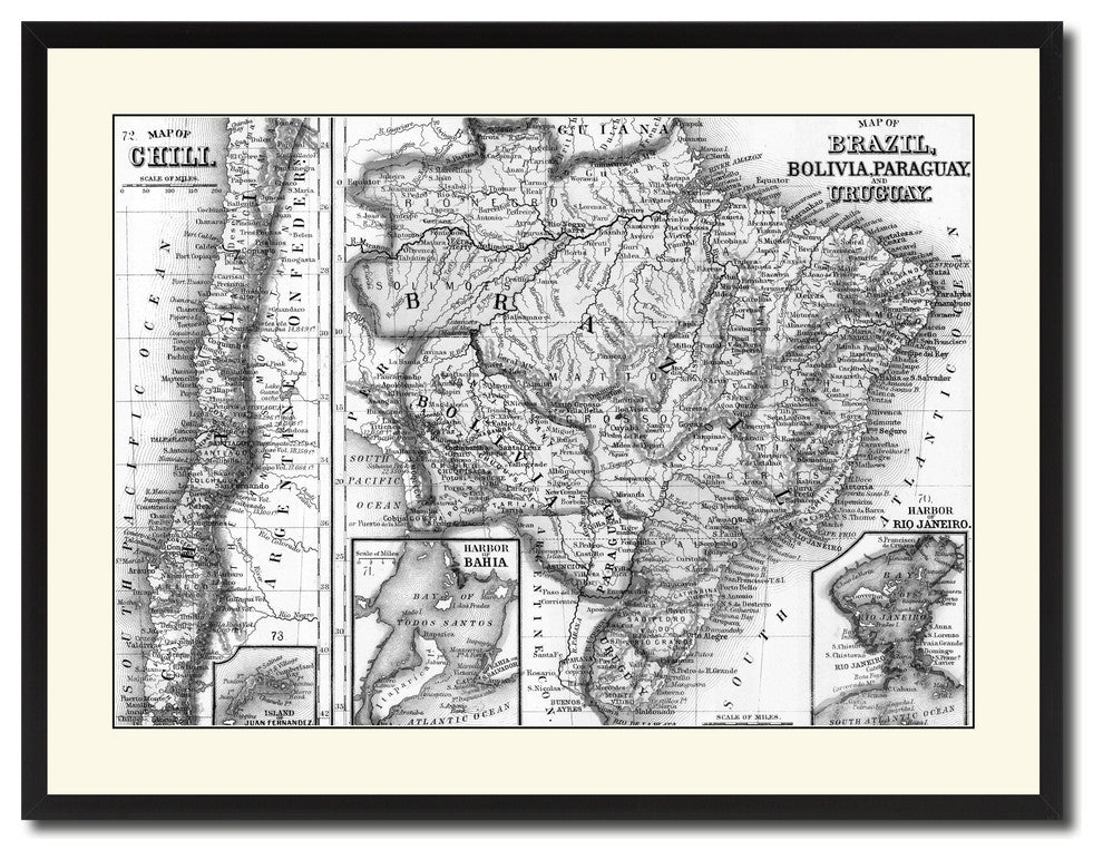 Afghanistan Persia Iraq Iran Vintage B&W Map Canvas Print, 28"x37"