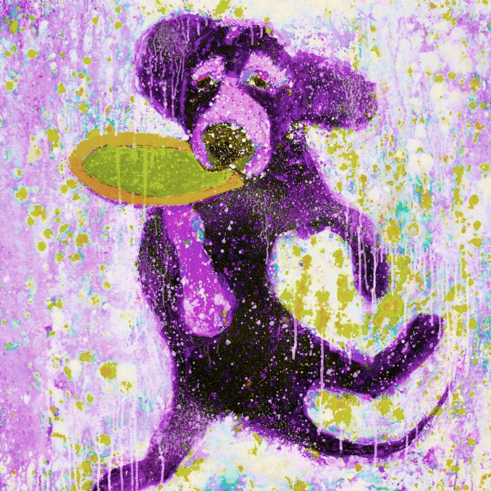 "Purple Frisbee" Painting Print on Wrapped Canvas, 18"x18"