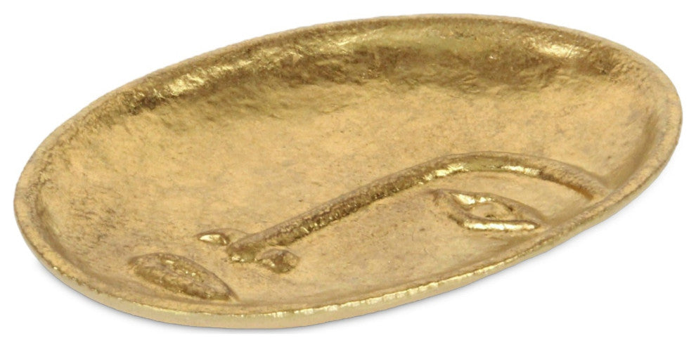 Roven Cara Golden Cast Iron Abstract Face Dish