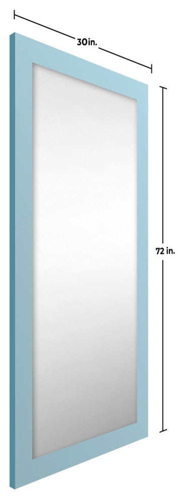 72"x30" Pop of Color Wall/Floor Mirror Art, Soft Blue