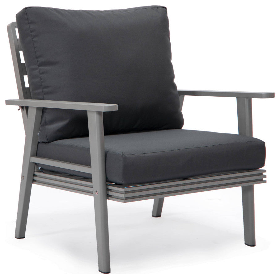 LeisureMod Walbrooke Gray Patio Conversation Set With Fire Pit, Charcoal