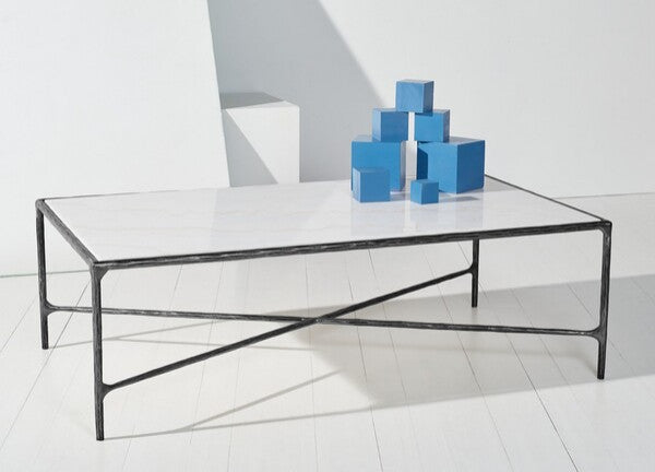 Safavieh Couture Jessa Rectangle Metal Coffee Table, Black / White