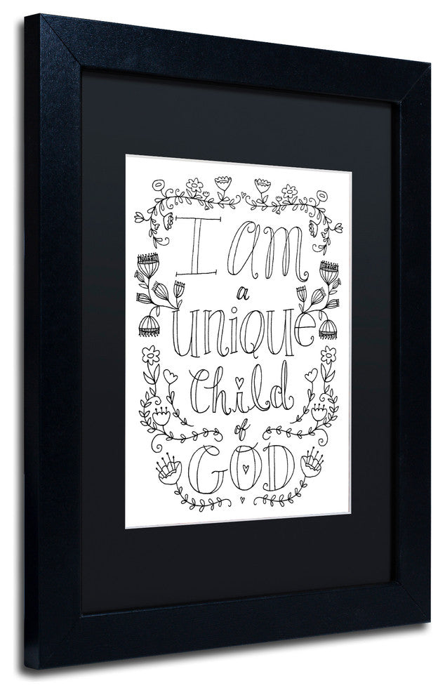 Elizabeth Caldwell 'Unique Child of God' Art, Black Frame, Black Mat, 11x14