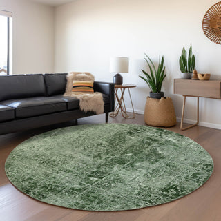 Premium Machine Washable Mayfield AMF559 Emerald 8' x 8' Round Rug
