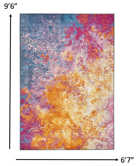 7' X 10' Sunset Abstract Power Loom Area Rug