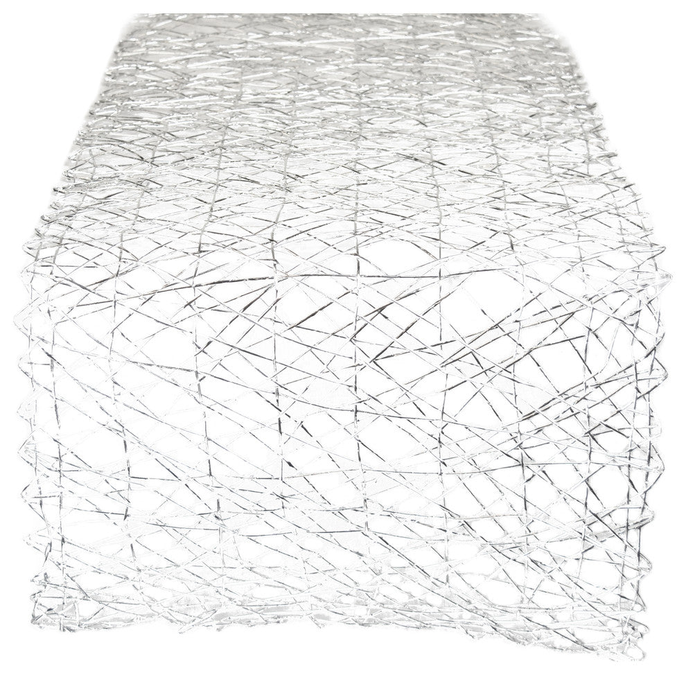 DII Silver Woven Paper Table Runner 14"x72"