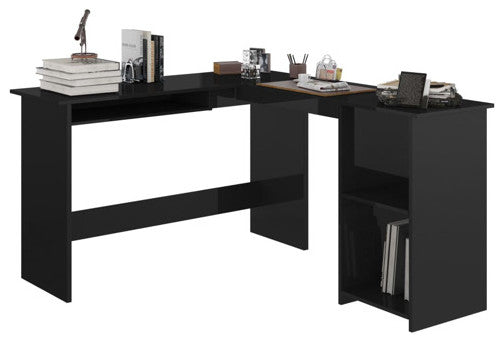 vidaXL Corner Desk Home Office Computer Desk High Gloss White Engineered Wood