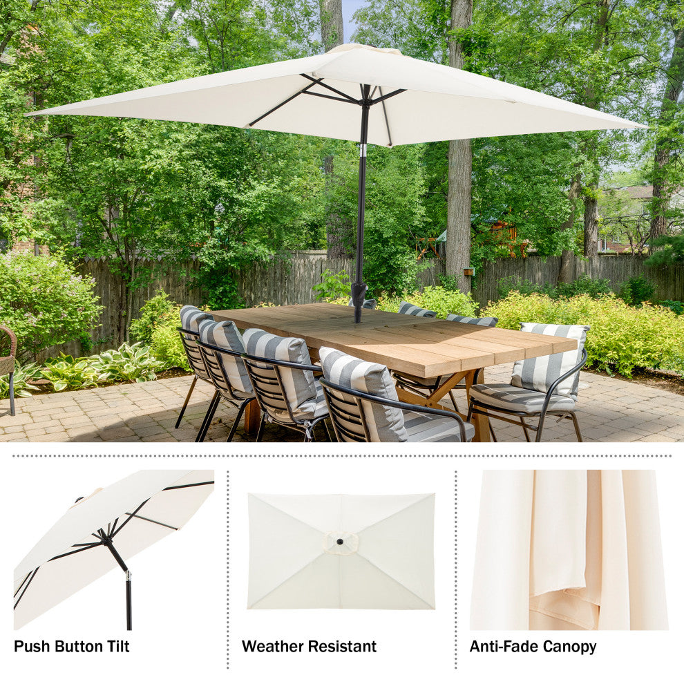 Pure Garden 10' Rectangular Patio Umbrella, Beige