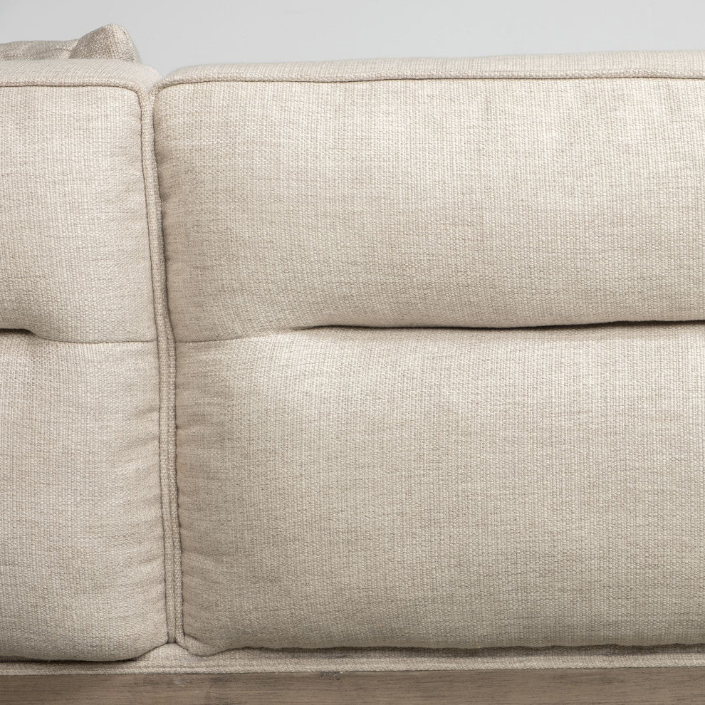 Denali III Beige Fabric, Solid Wood Frame Sectional Sofa, Cream/Brown, Left