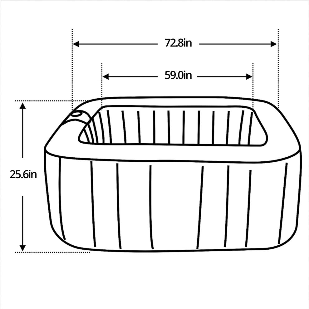 Aleko Square Inflatable Jetted Hot Tub Spa With Cover, 6 Person, 265 Gallon