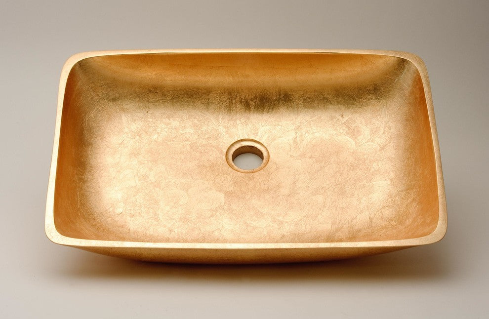 Harlex Contemporary Bathroom Sink, Gold Leaf
