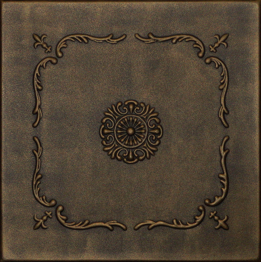 19.6"x19.6" Styrofoam Glue Up Ceiling Tiles R43, Black Brass