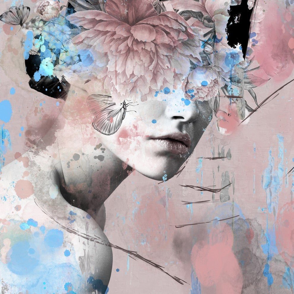 "Wild Floral Headdress" Painting Print on Wrapped Canvas, 40"x40"