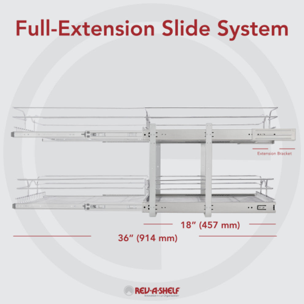 Two-Tier Bottom Mount Pull Out Steel Wire Organizer, 8.75"