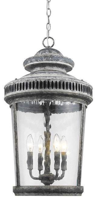 Kingston 4-Light Antique Lead Foyer Pendant With Curved Water Glass Panes