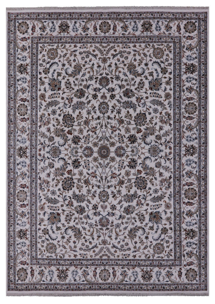 8' 11" X 12' 3" Hand-Knotted Persian Nain Wool and Silk Rug Q9350
