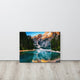 Faux Wood Misty Lake and Snow-cap Mountain Reflections Canvas Prints, 18" X 24"