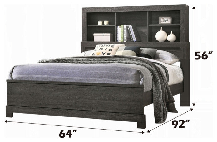 ACME Lantha Queen Bed With Storage, Gray Oak