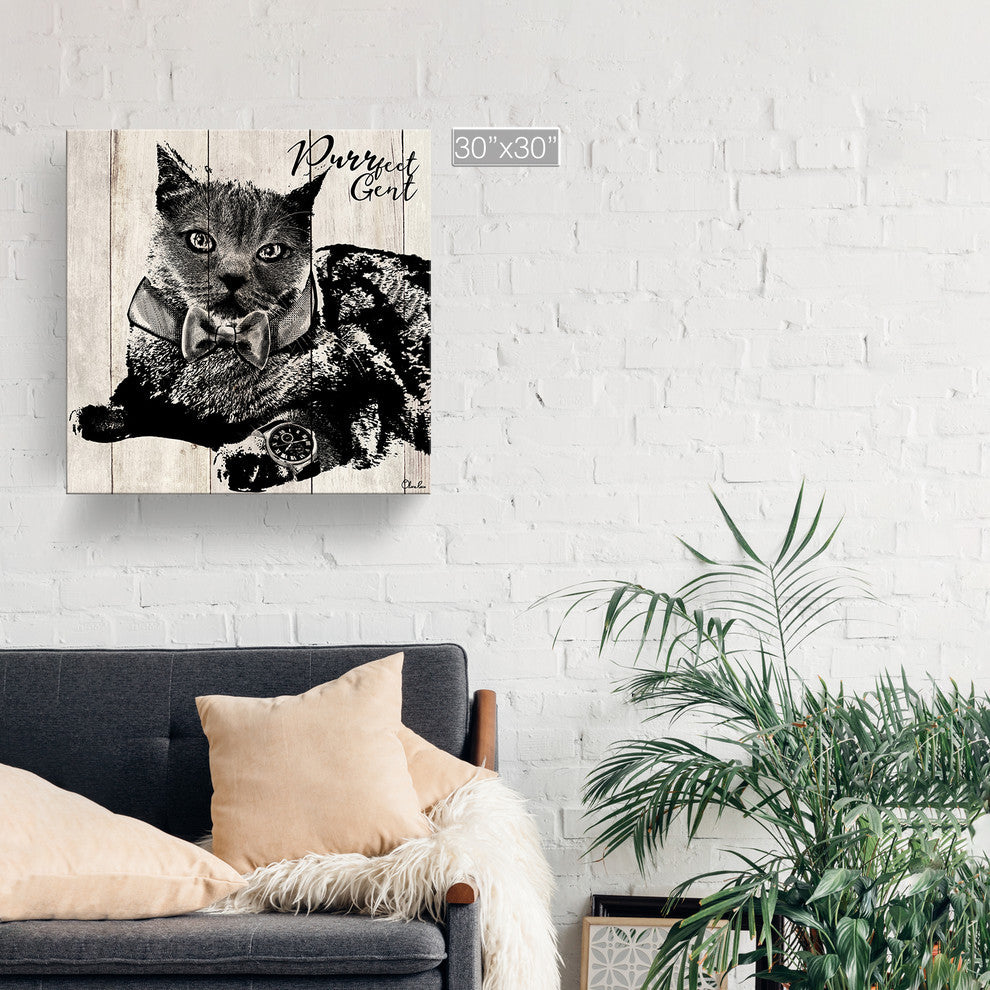 Ready2HangArt 'Purrfect Gent' Wrapped Canvas Cat Wall Art, 30"x30"