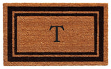 Black Border 24"x36" Monogram Doormat, Letter T