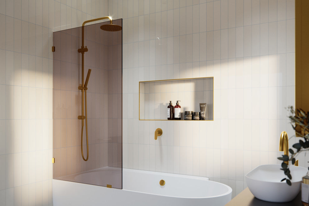 Bathtub Single Fixed Panels, Satin Brass