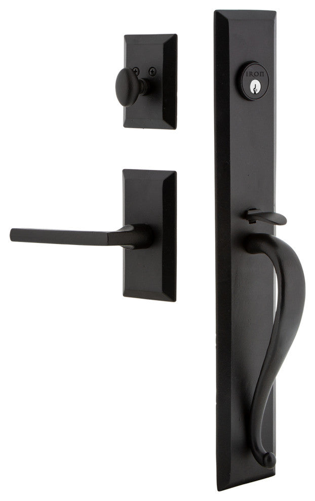 Ageless Iron Keep 1-Piece Dummy Handleset With Grip, Vale Plate Dirk Lever