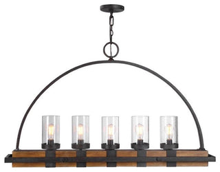 Uttermost Atwood 5-Light Traditional Steel Linear Chandelier in Weathered Bronze