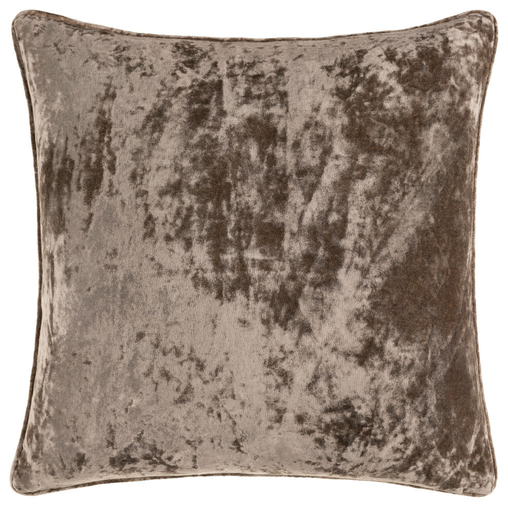 Surya Velvet Mood Taupe Pillow Shell With Polyester Insert 18"H X 18"W