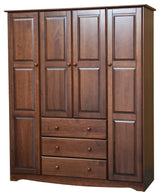 100% Solid Wood Family Wardrobe Armoire, Mocha