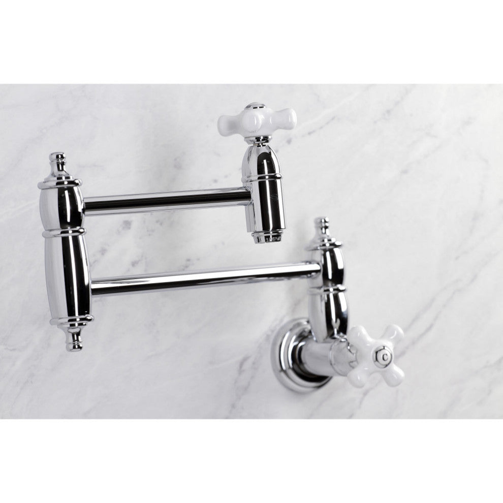 KS3101PX Restoration Two-Handle Wall Mount Pot Filler, Polished Chrome