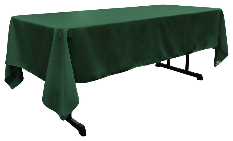 LA Linen Rectangular  Polyester Poplin Tablecloth, Hunter Green, 60"x126"