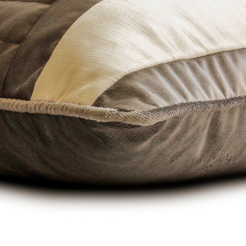Brown Velvet & Satin Patchwork, Texture 14"x14" Throw Pillow Cover - Sumptuous