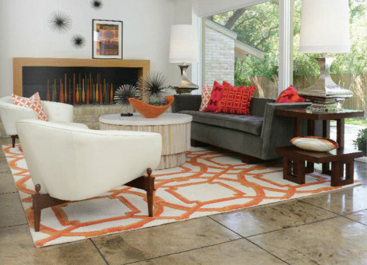 Moroccan Rug, Geometric Pattern Area Rug, Orange, 9x12