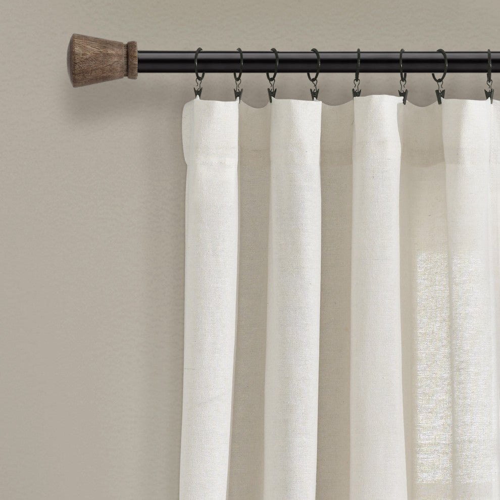 Linen Button Single Window Panel, Off White, 95"x40"