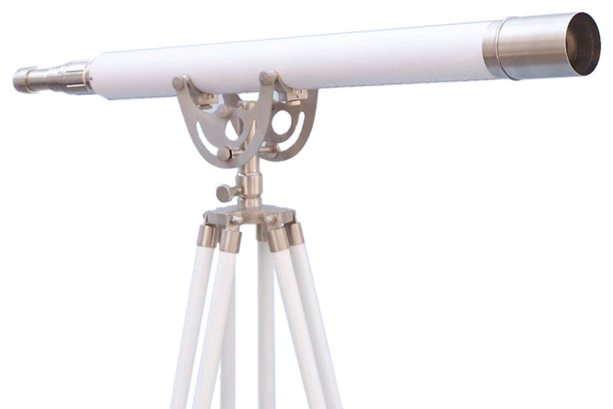 Floor Standing Brushed Nickel With White Leather Anchormaster Telescope 65''