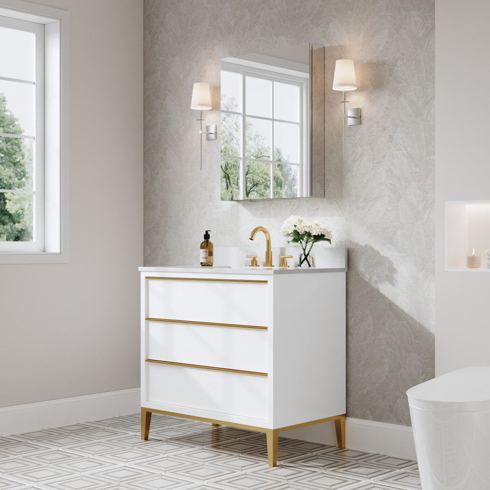 Recessed/Surface Mount Bathroom Medicine Cabinet, Soft-Close Blum Hinges, Left Swing, 24"x30"