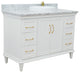 49" Single Sink Vanity, White Finish With White Carrara Marble and Round Sink