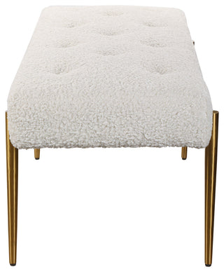 Uttermost 23572 Olivier 49-1/2"W Stainless Steel Framed Bench - White / Gold