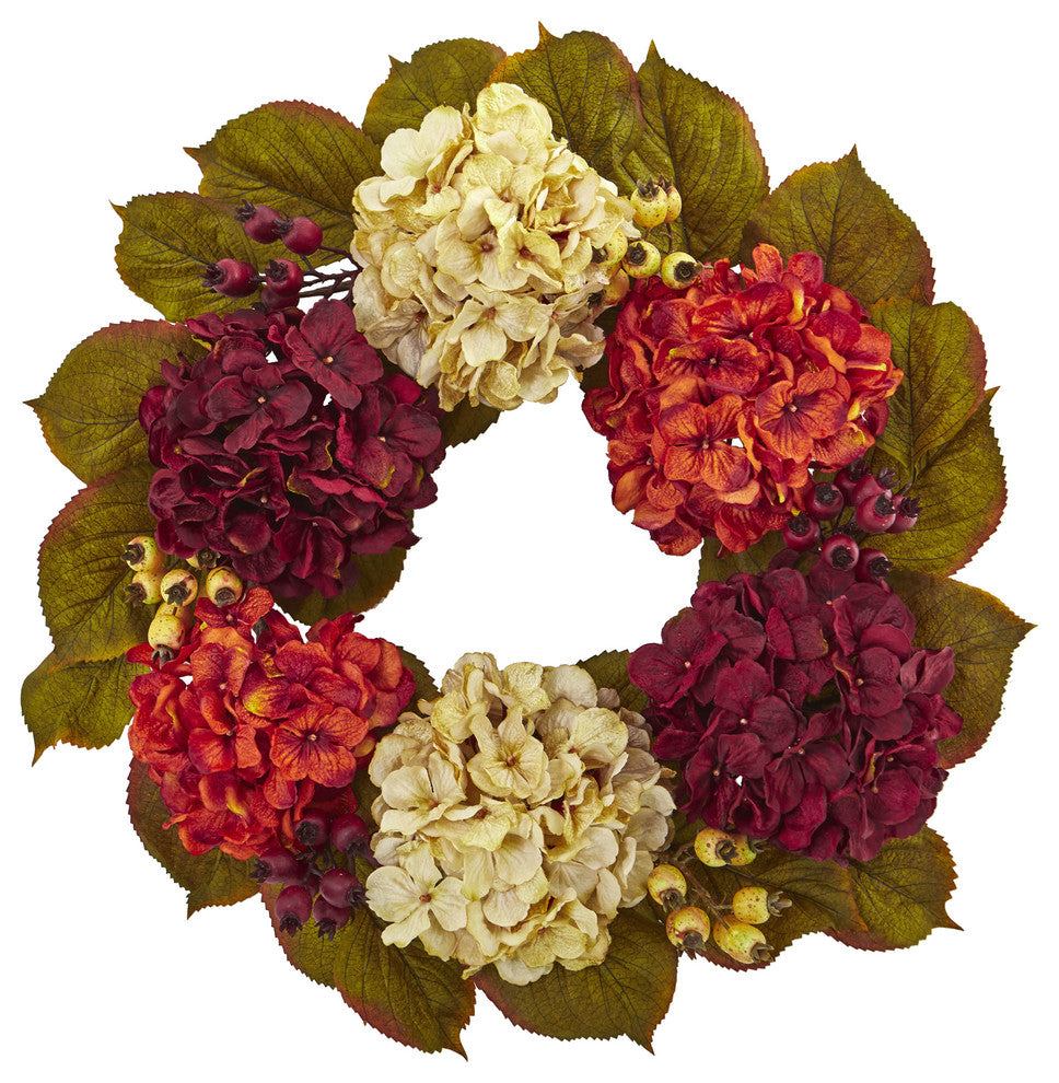 Nearly Natural 20" Hydrangea Berry Artificial Wreath